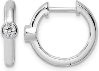 Diamond2Deal 14k Gold 1/8 ct Lab Grown Diamond Hinged Hoop Earrings VS Clarity, D-E Color