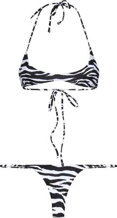 The Attico Badmode, Dames, Zwart, M, Polyester, Zebra-print Bikini