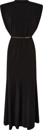 Pinko Alexiana Long Dress In Black With Belt