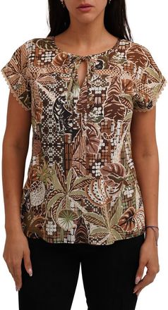Sunny Leigh Tie Keyhole Cap Sleeve Top in Rio Neutral at Nordstrom Rack, Size 3 X