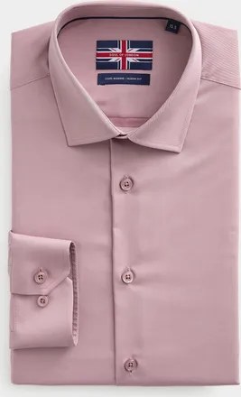 Soul of London Mens Solid stretch twill shirt Modern fit