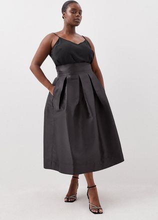 Karen Millen Womens Plus Size Twill Prom Maxi Skirt - Black - Size 20 UK