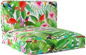 vidaXL Pallet Cushion Set Floral 2 pcs Tropical jungle 80 x 80 x 12 cm vidaXL