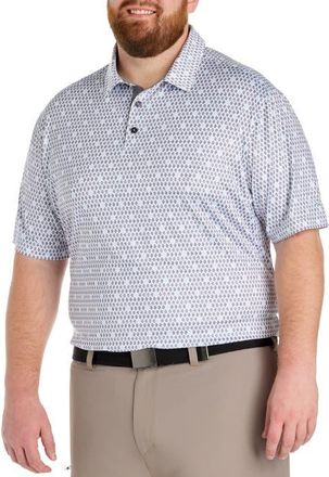 Reebok Big & Tall Contrast Diamond Print Polo Shirt in Tranquil Teal at Nordstrom, Size Xx-Large