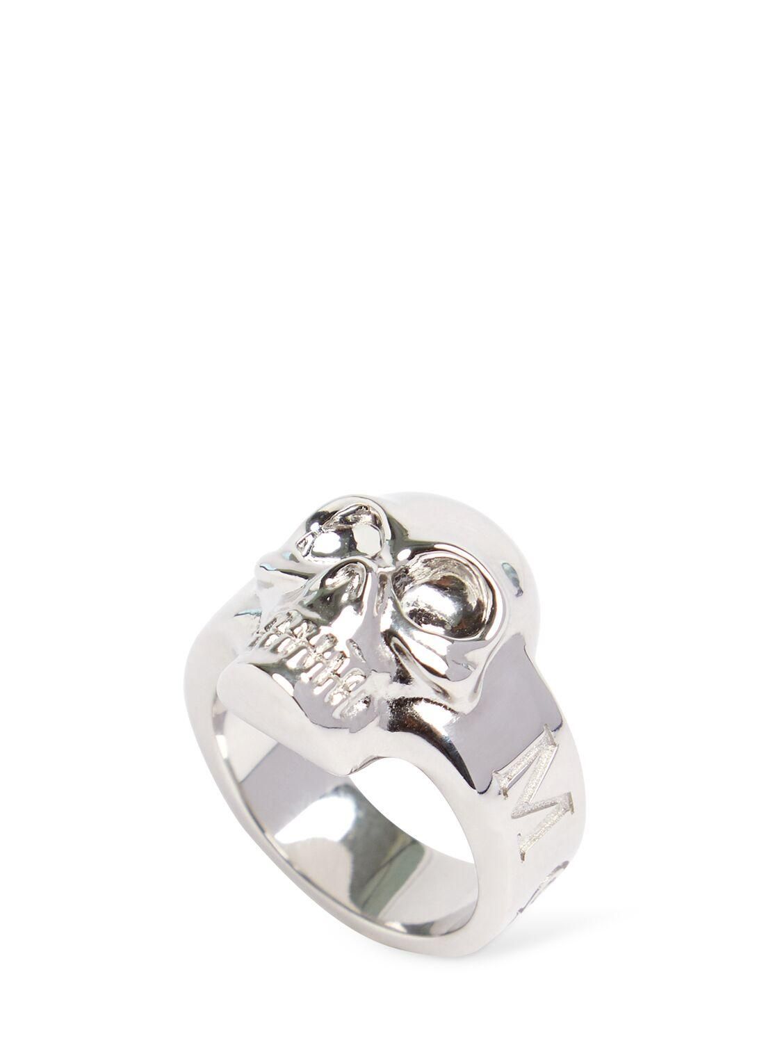 Alexander McQueen Skull Burnished Silver-Tone Ring from