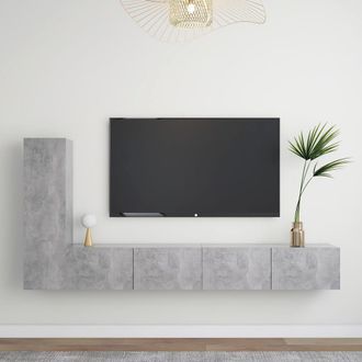 vidaXL Set Muebles De Sal&oacute;n Tv 3 Pzas Madera Ingenier&iacute;a Gris Hormig&oacute;n Vidaxl