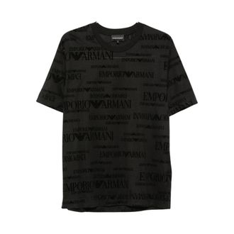 Emporio Armani Logo-print T-shirt met ronde hals - Heren - T-shirts - Zwart - M - Katoen - Tops
