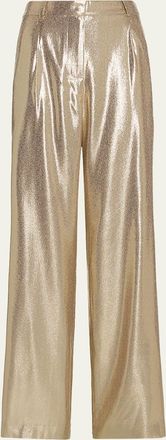 Ramy Brook Izzy Silk Lame Wide-Leg Pants