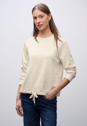 Street One Sweatshirt STREET ONE, Damen, Gr. 36, soft beige, Sweatware, Obermaterial: 65% Baumwolle, 35% Polyester, unifarben, regular fit normal, Rundhals, Ripp