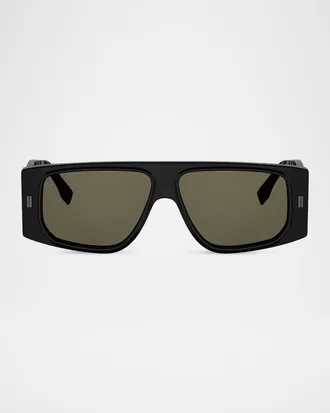 Fendi Men & apos;s FF Squared Acetate Rectangle Sunglasses