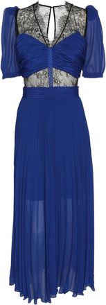Self Portrait Abito midi con inserti in pizzo - Blu