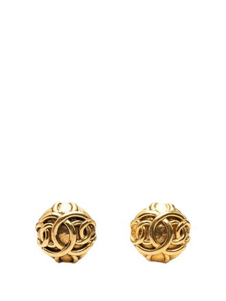 Chanel 1980-1990 CC Gold Plated Round Clip On Earrings costume earrings - Oro