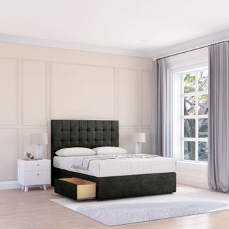 Sloomy Alabama Dumfries Bed Set With No Drawers Mattress & 26 Headboard in Black | Size: Small Single