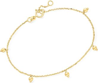 RS Pure by Ross-Simons Italian 14kt Yellow Gold Bead Station Bracelet