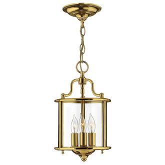 Netlighting Gentry 3 Light Small Ceiling Lantern Pendant Polished Brass E14 in Yellow