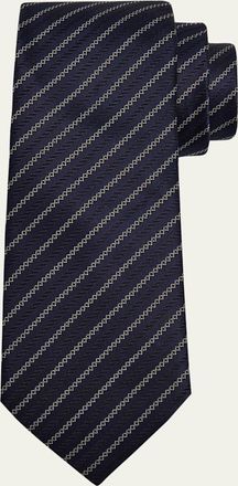 Ermenegildo Zegna Mens Satin Diagonal Stripe Silk Tie