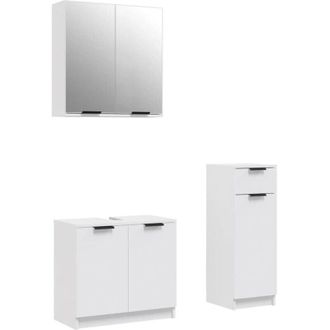 vidaXL 3 Piece Bathroom Cabinet Set White Engineered Wood Vidaxl