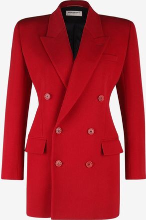 Saint Laurent Doppelreihiger Blazer aus Grain-De-Poudre-Wolle