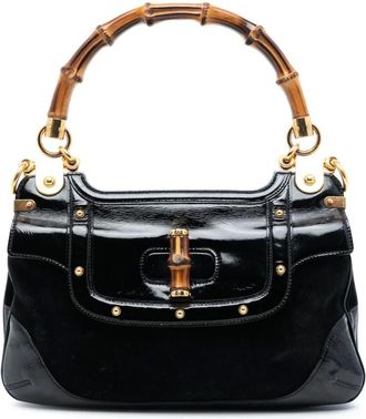 Gucci Pre-owned Handbags, female, Black, Size: ONE SIZE Pre-owned Vintage Bamboo Top Handle Satchel Bag