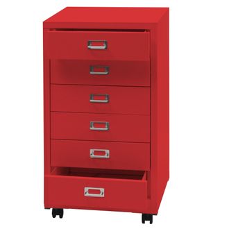Hhg Cajonera M&oacute;vil Hhg-460, Cajonera Archivador De Acero, Metal 75x40x41cm 6 Cajones, Rojo