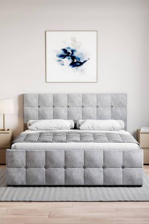 Home Discount Vida Designs Valentina Double Ottoman Bed & Gel Memory Foam Mattress in Silver | Size: King