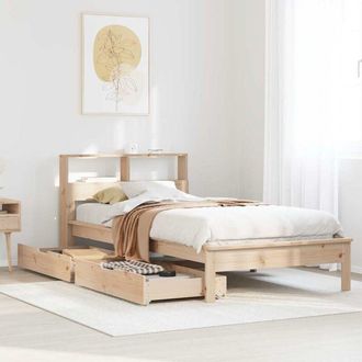 vidaXL Cama Con Estanter&iacute;a Sin Colch&oacute;n Madera Maciza De Pino 90x190 Cm Vidaxl