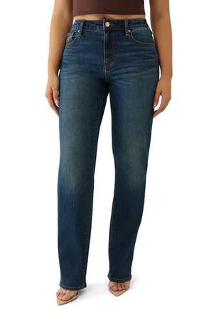 True Religion Sarah High Waist Straight Leg Jeans in Medium Amber Nights Wash at Nordstrom Rack, Size 28