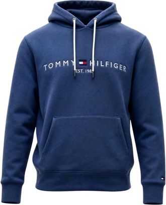 Tommy Hilfiger Embroidered Logo Hoodie - Heren - Hoodies - Blauw - 2XL - Katoen - Hoodies & sweatvesten
