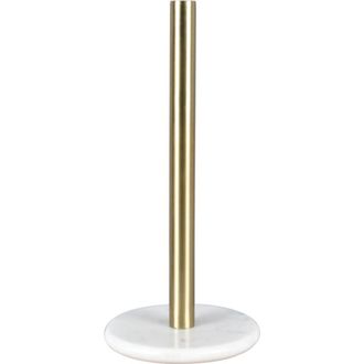 Happimess Avery Modern Classic Metal with Non Slip Weighted Marble Base Paper Towel Holder in Gold /White Marble at Nordstrom