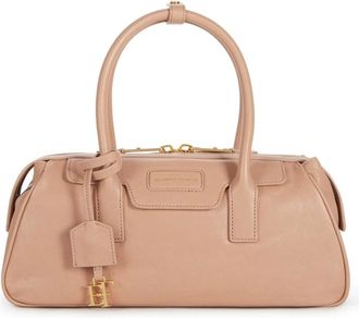 Elisabetta Franchi Kleine Boston-tas van nappaleer - Dames - Tassen - Bruin - Maat: ONE Size Leer