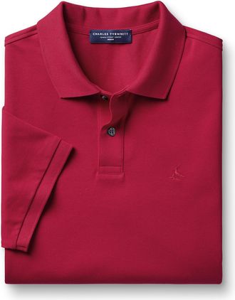 CHARLES TYRWHITT Pique Cotton Polo - Red Size Large by Charles Tyrwhitt