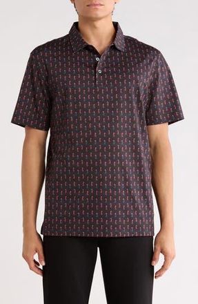 Bugatchi Print Cotton Knit Polo in Black at Nordstrom Rack, Size Xxx-Large