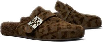 Tory Burch Mellow Faux Shearling Lined Mule in Prasmatic T Monogram /Silver at Nordstrom, Size 10.5