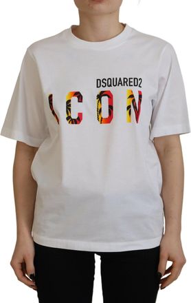 Dsquared2 Dsquared&sup2; Cotton Shiny Icon East Tee Crewneck Womens T-shirt (Pre-Owned)