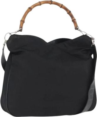 Gucci Pre-owned Handbags, female, Black, Size: ONE SIZE Pre-owned Vintage Nylon Hand Bag