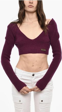 Dsquared2 Cropped Long Sleeved Wool Top With Deep Neckline size Xs
