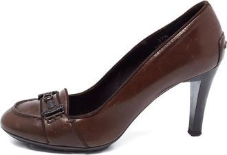 Tod's 85 mm Double T leren pumps met gesp - Bruin