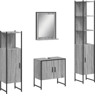 vidaXL Set De Armario De Ba&ntilde;o 4 Pzas Madera Contrachapada Gris Sonoma Vidaxl
