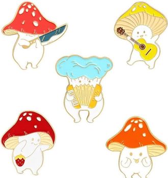 Generic Mushroom Pin Funny Guitar Accordion Brooches Bag Pin Cute Badge Plant Jewelry Gift for Kids Friends Fashion Processing Multicoloured