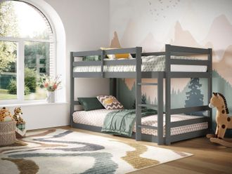 Flair Shasha Low Bunk Bed in Grey | Size: Single