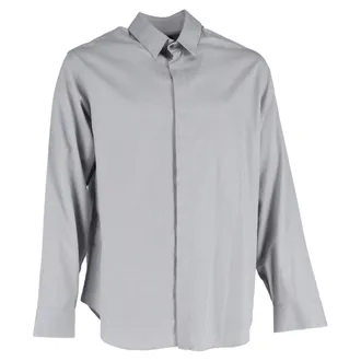 Armani Giorgio Armani overhemd met patroon en verborgen knoopsluiting in grijs katoen