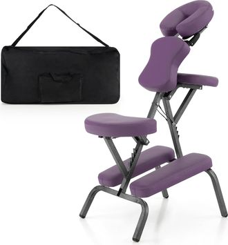 Costway Costway Silla De Masaje Plegable Altura Ajustable, Sill&oacute;n De Tatuajepara Est&eacute;tica Spa, Terapia Port&aacute;til (morado)