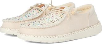 Hey Dude Wendy Funk Crafted Tweed Womens Bone Moc Toe Comfort Shoes LIQ1771