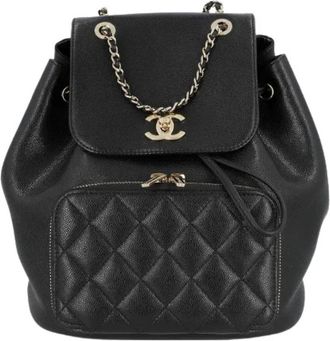 Chanel Pre-owned SAC A DOS Rugzak - Dames - Vintage Rugzakken - Zwart - ONE Size - Leer - Vintage