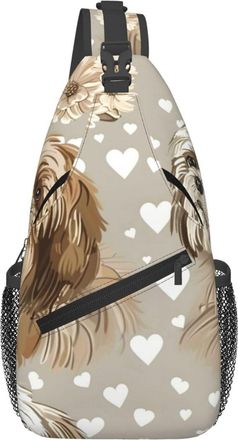Generic Brown Shih Tzu Dog Puppy Crossbody Bag Adjustable Cross Body Bag With Zipper Daypack For Men Outdoors Shopping
