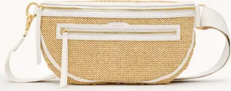 Hammitt Hammitt Charles Crossbody Calla Lily White Raffia Brushed Gold Hammered Lrg