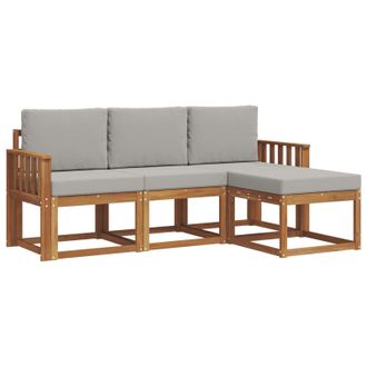 vidaXL Conjunto De Sof&aacute;s De Exterior 4 Pcs Gris Natural Y Claro Vidaxl