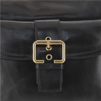 Chlo&eacute; Womens Shiny Leather Camera Bag Black Buffalo Shoulder