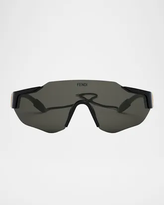 Fendi Men & apos;s FF-Logo Rimless Shield Sunglasses