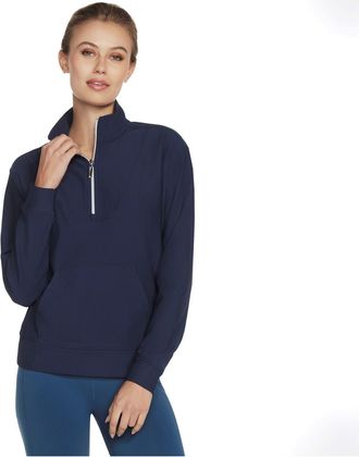 Skechers Performance GoLuxe Rib 1/4 Zip Polyester Dames Blauwe Pullover